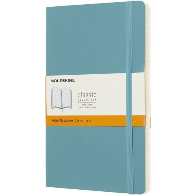 Блокнот MOLESKINE Classic Soft Pocket, линейка, голубой QP611B35