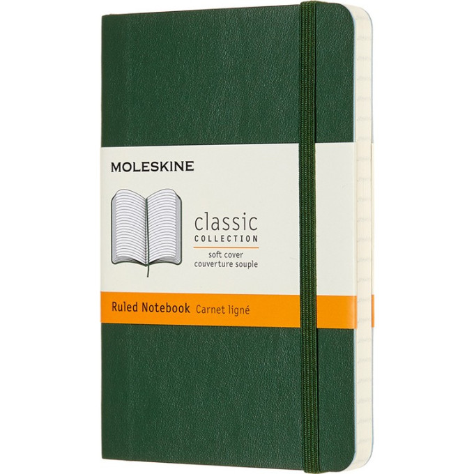Блокнот MOLESKINE CLASSIC SOFT POCKET, линейка, зеленый QP611K15